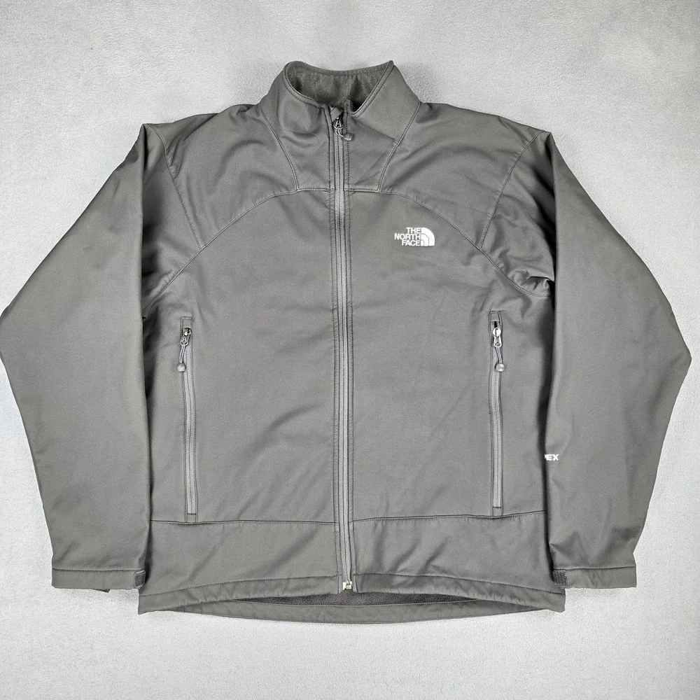 The North Face Apex Jacket Mens Large Gray Softshell Full Zip Hiking Outdoor‎